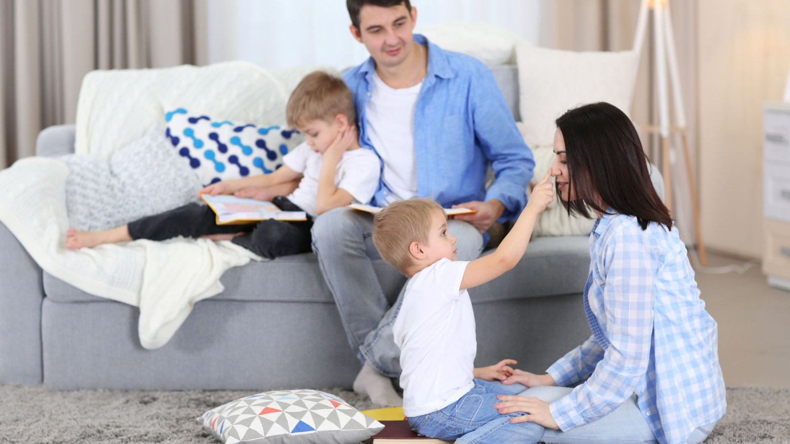 Family in living room